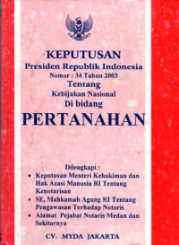 Image of Keputusan Presiden Republik Indonesia Nomor 34 Tahun 2003 tentang Kebijakan Nasional di bidang Pertanahan